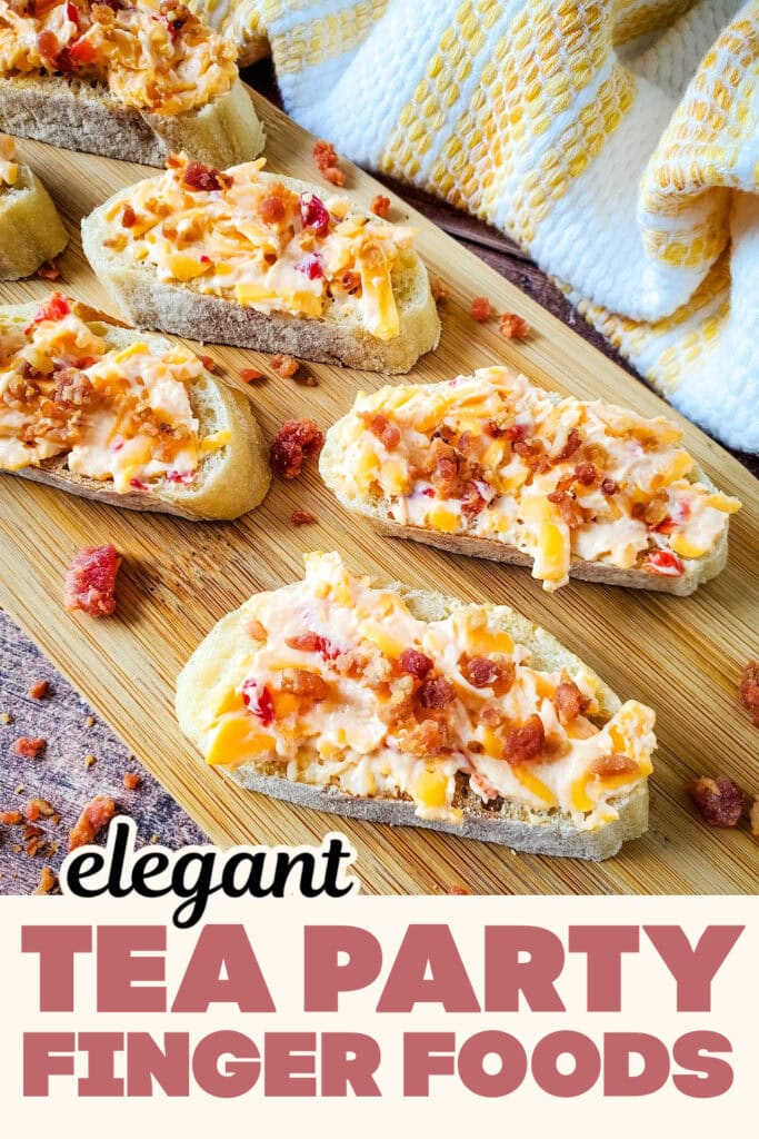 Tea Party Finger Food-Pimento Cheese and Bacon Crostini