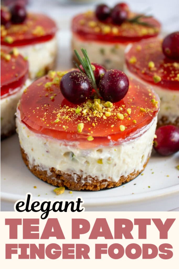Tea Party Finger Food-Pistachio Cranberry No-Bake Mini Cheesecakes