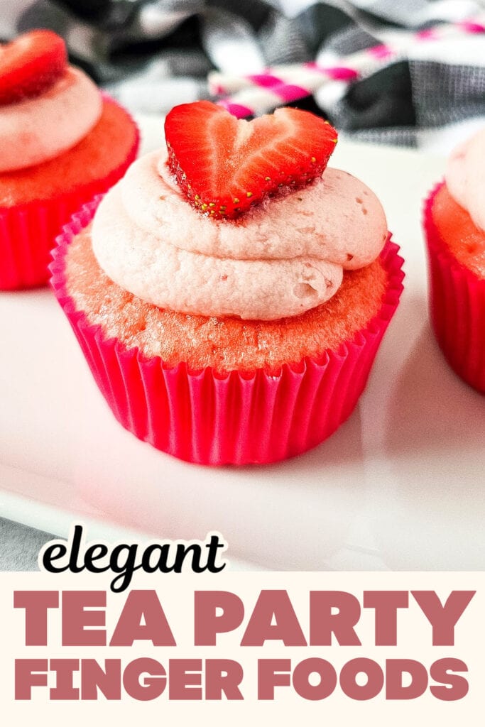 Tea Party Finger Food-Strawberry Sprinkle Surprise Cupcakes