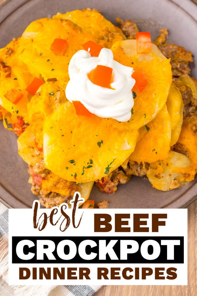 beef crockpot recipes - Slow Cooker Cheesy Taco Potato Casserole copy