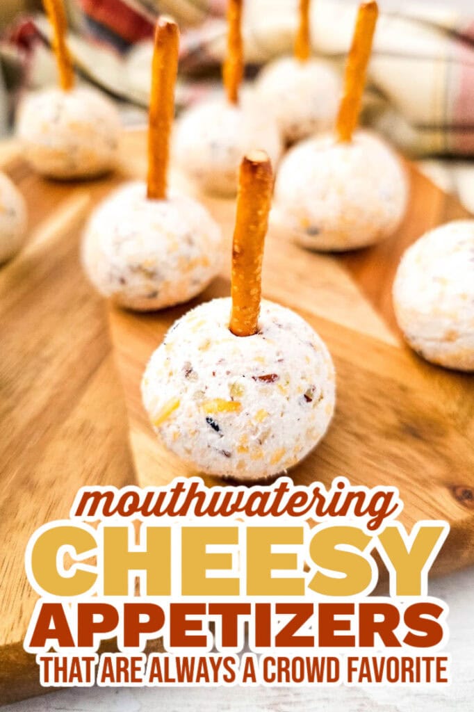 cheesy appetizers - Cheeseball Bites on Pretzel Sticks