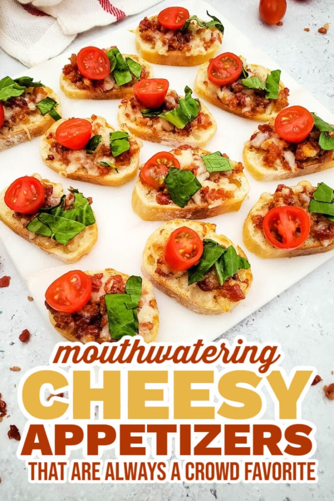 cheesy appetizers - Cheesy Bacon-Topped BLT Crostini