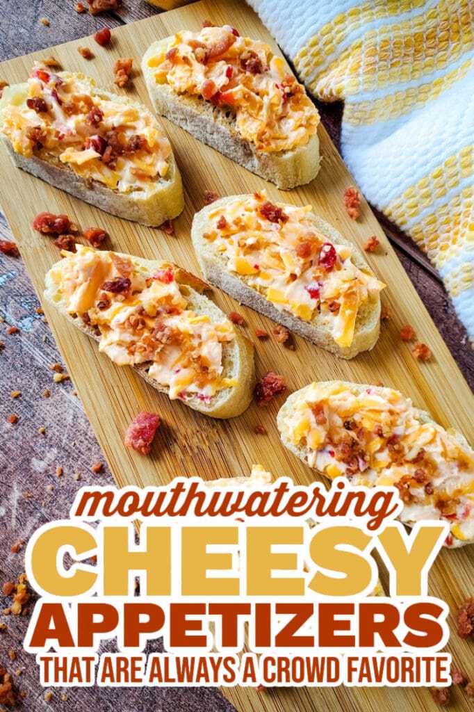 cheesy appetizers - Pimento Cheese and Bacon Crostini