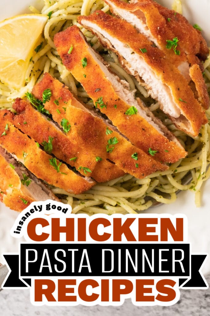 chicken pasta dinner - Crispy Lemon Garlic Chicken Spaghetti copy