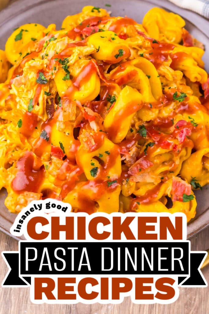 chicken pasta dinner - Slow Cooker Cheesy BBQ Bacon Chicken Tortellini copy