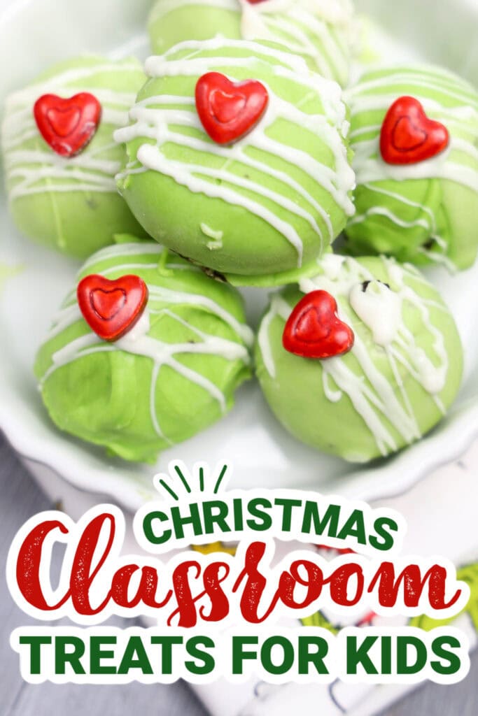christmas classroom treats - Grinch Oreo Balls copy