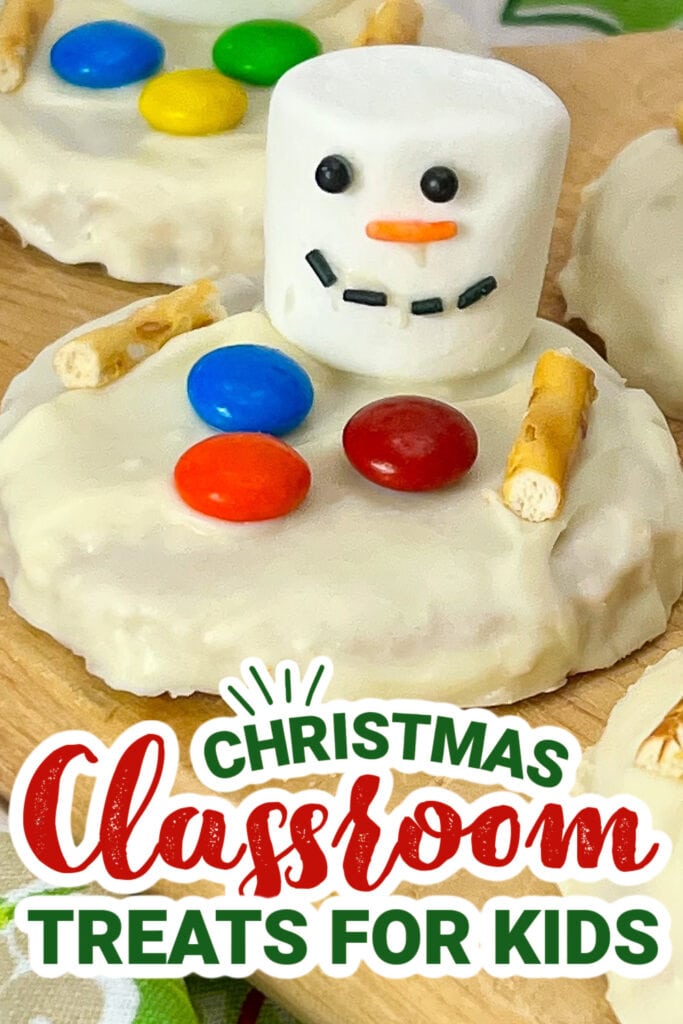 christmas classroom treats - Melted Snowman Peanut Butter Cookies copy