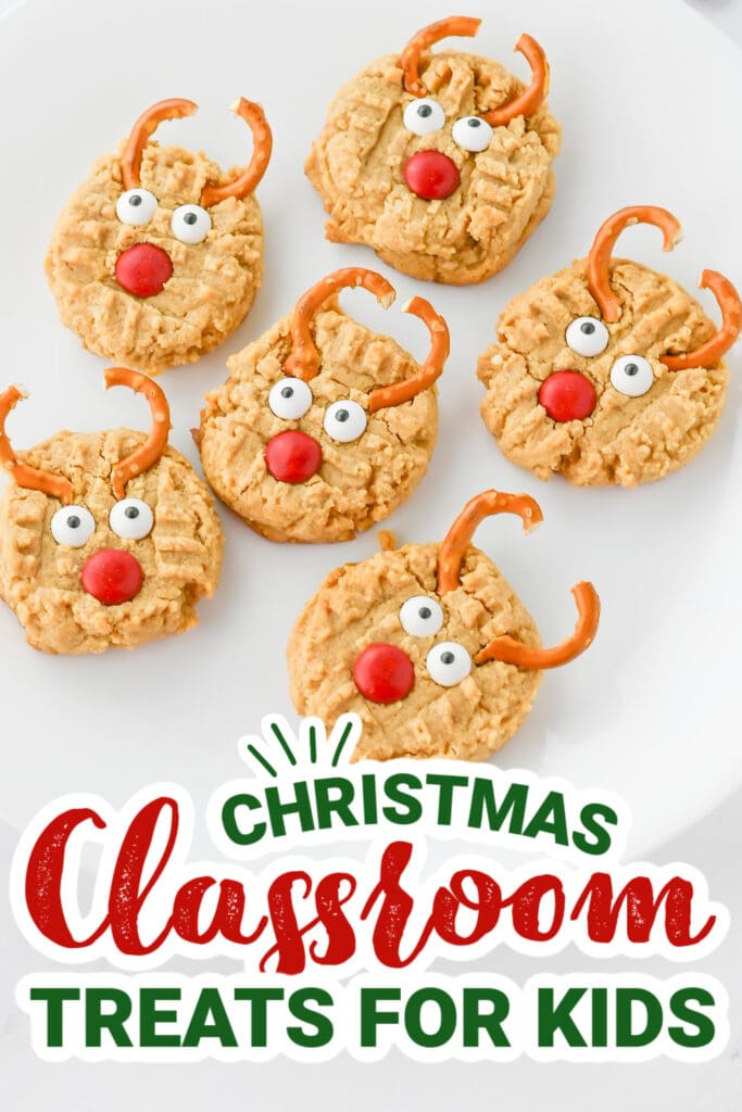 christmas classroom treats - Peanut Butter Reindeer Cookiescopy copy
