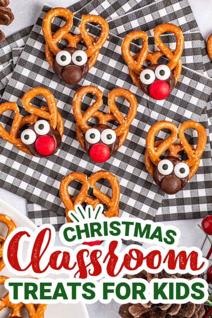 christmas classroom treats - Reindeer Rolo Pretzels copy