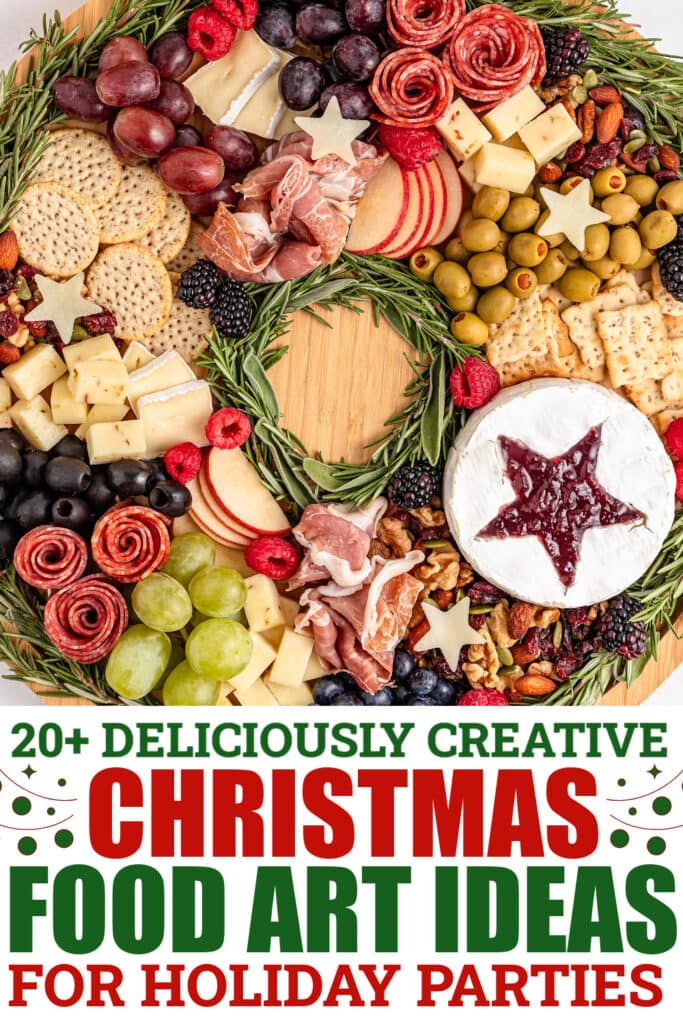 christmas food art - Wreath Charcuterie Board copy