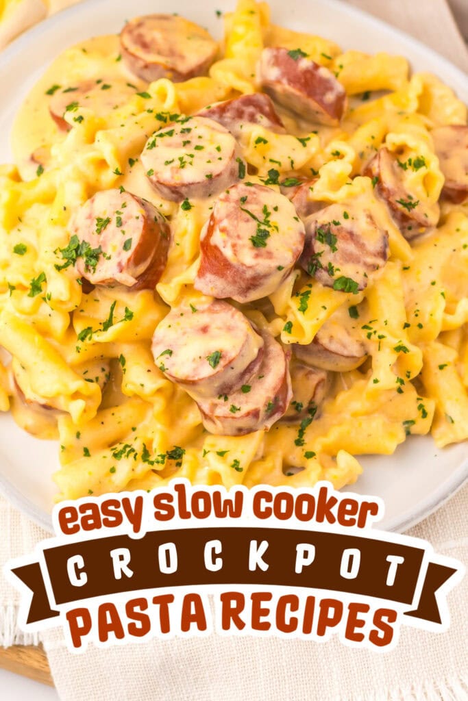 crockpot pasta recipes - Slow Cooker Beer Cheese Sausage Pasta copy