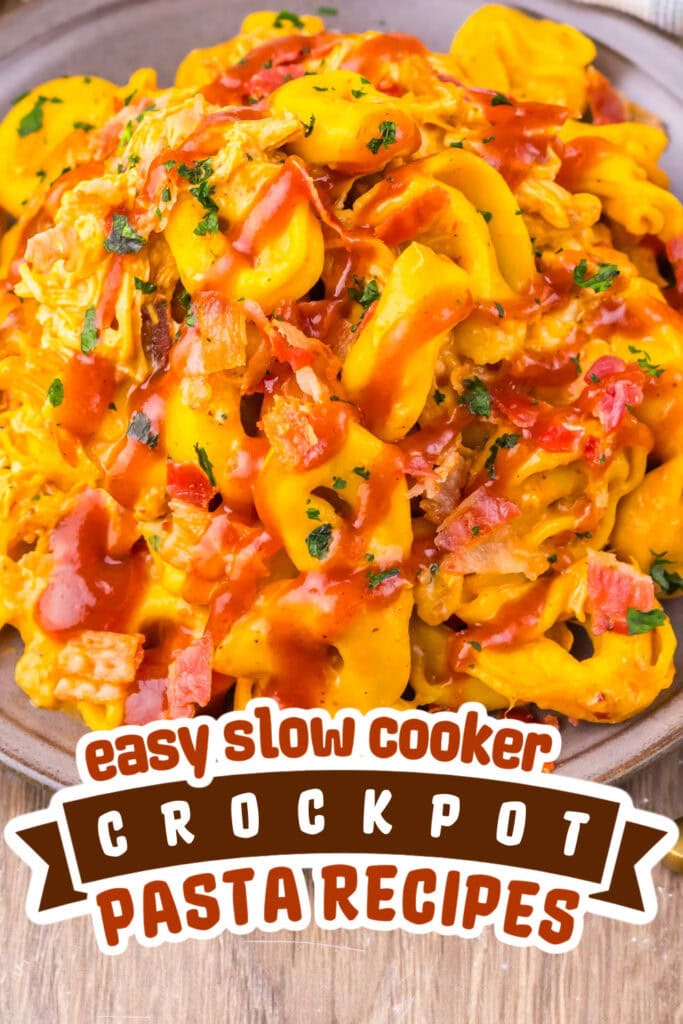 crockpot pasta recipes - Slow Cooker Cheesy BBQ Bacon Chicken Tortellini copy