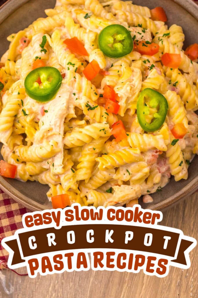 crockpot pasta recipes - Slow Cooker Creamy Queso Chicken Pasta copy
