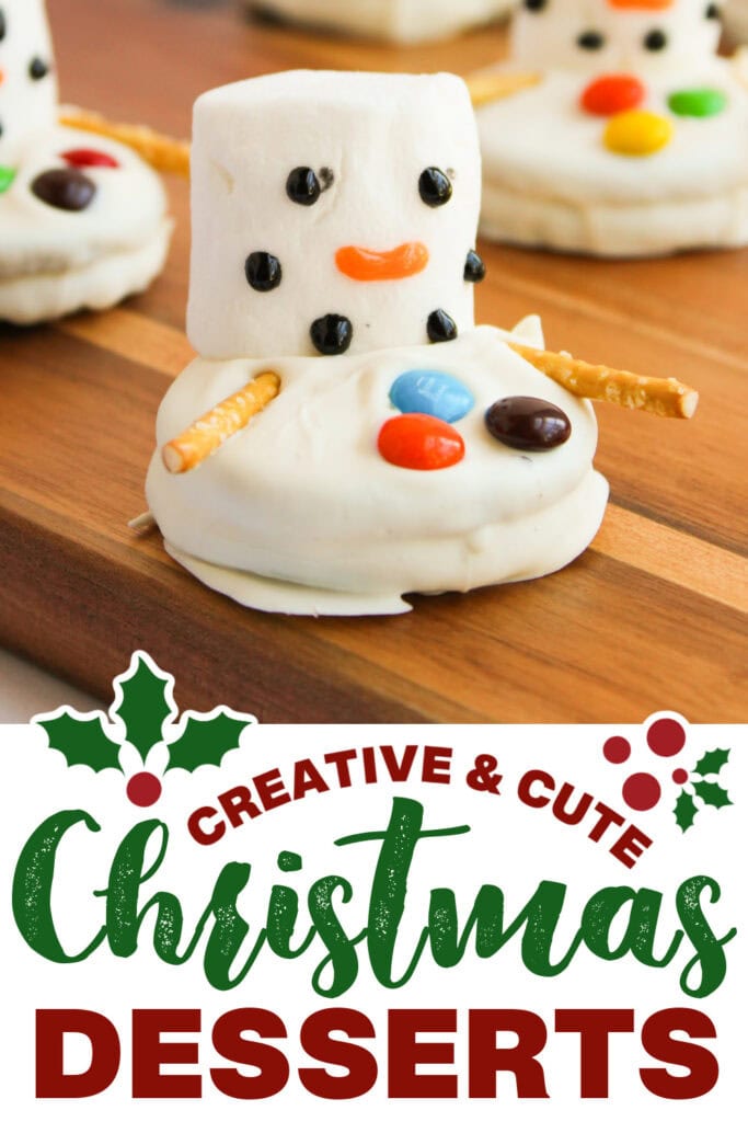 cute christmas desserts - Melted Snowman White Chocolate Covered Oreos copy