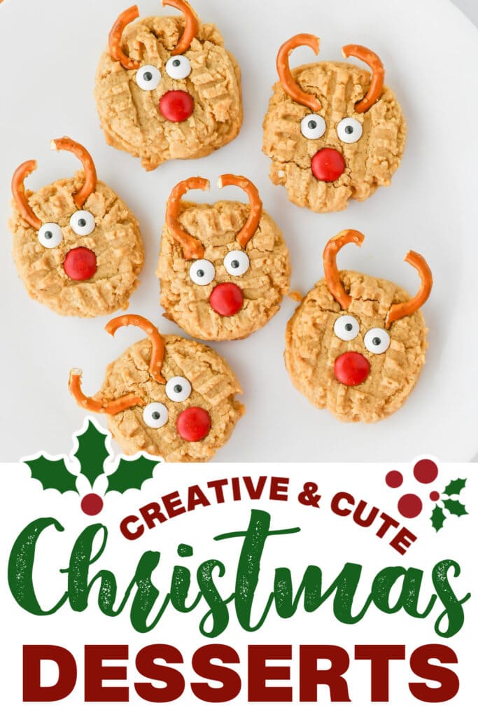cute christmas desserts - Peanut Butter Reindeer Cookies copy