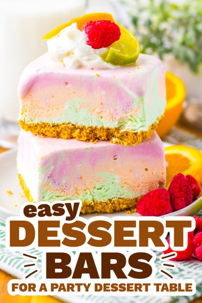 dessert bars - No Bake Rainbow Sherbet Bars