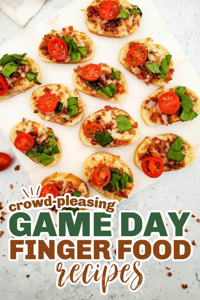 game day finger foods- BLT Crostini Appetizer