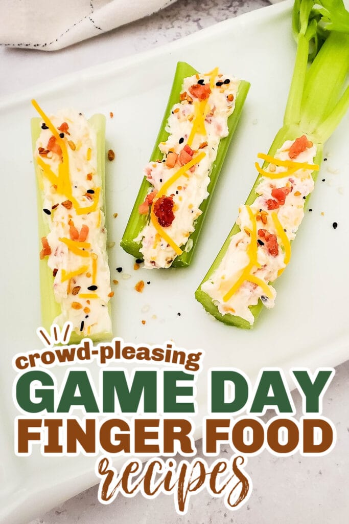 game day finger foods- Bacon and Cheese Stuffed Celery