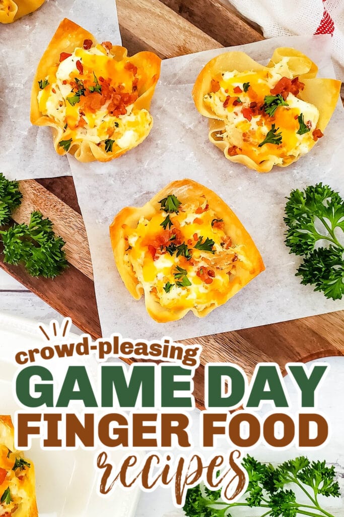 game day finger foods- Cheesy Ranch Chicken Wonton Cups
