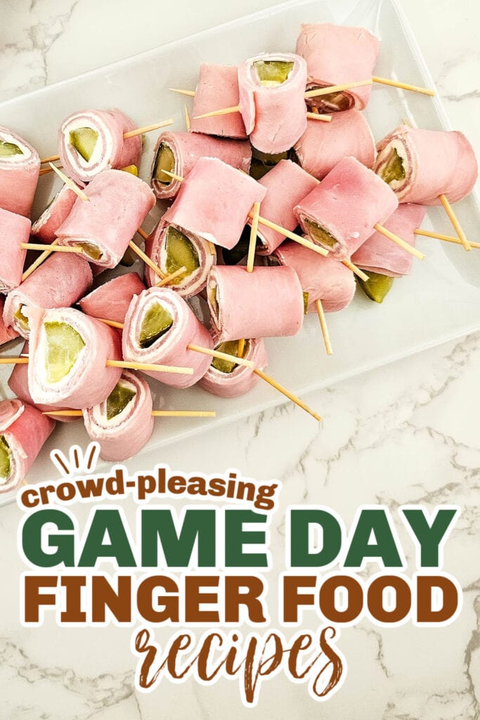 game day finger foods- Cream Cheese Pickle Ham Rolls