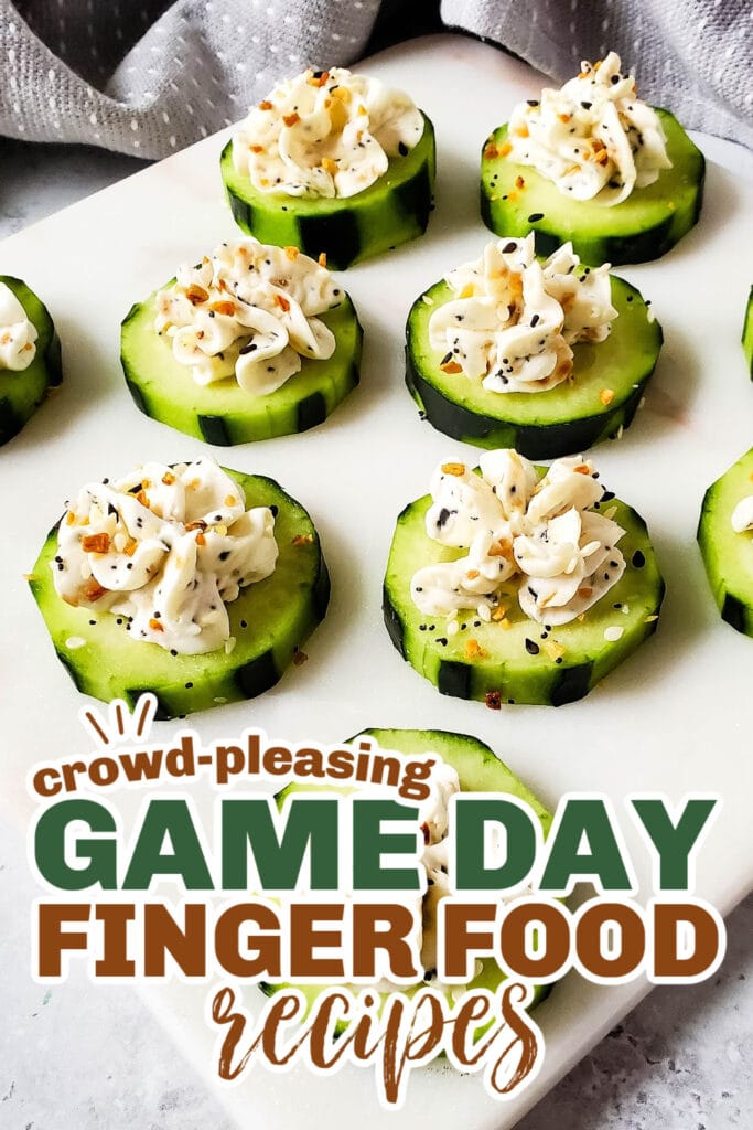 game day finger foods- Everything Bagel Cucumber Bites
