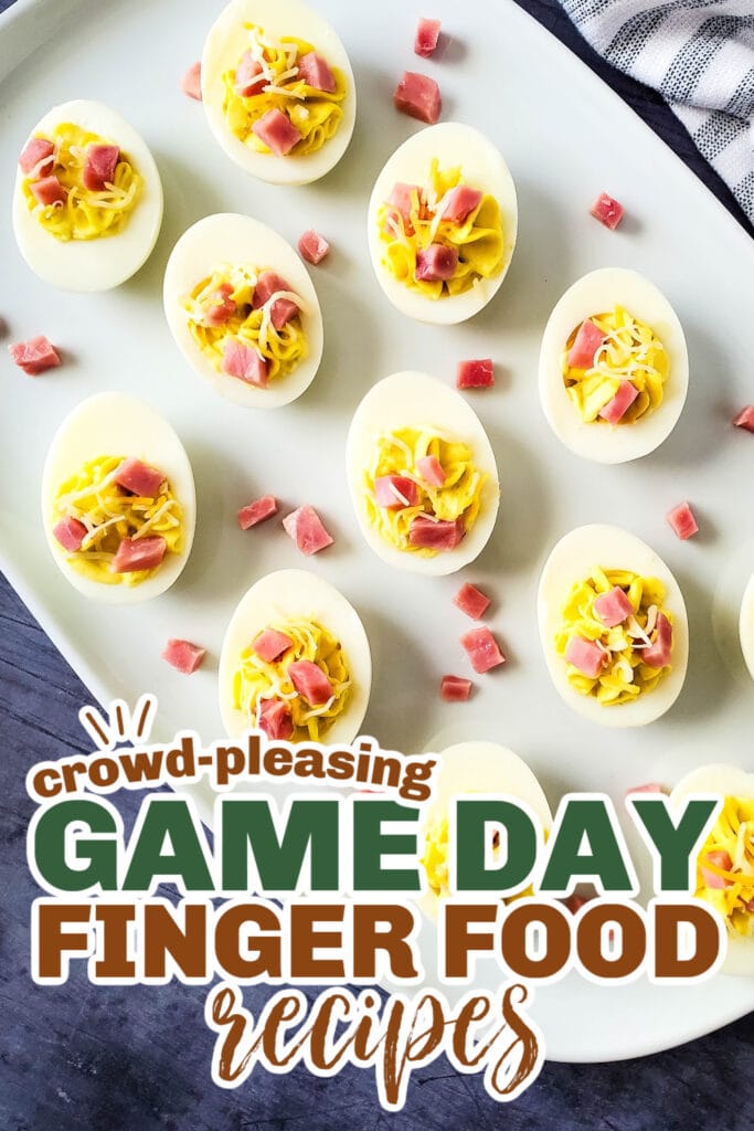 game day finger foods- Ham and Cheese Deviled Eggs