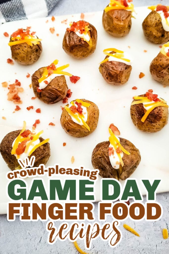 game day finger foods- Loaded Mini Baked Potato Bites