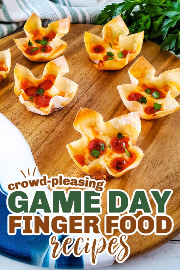 game day finger foods- Pizza Wonton Cups
