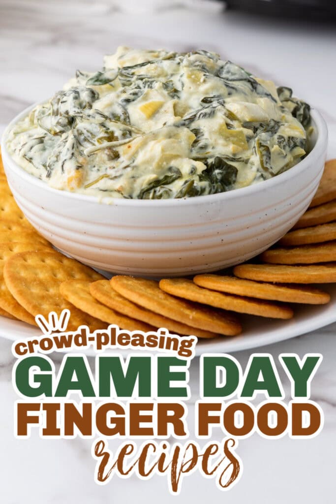 game day finger foods- Slow Cooker Spinach Artichoke Dip
