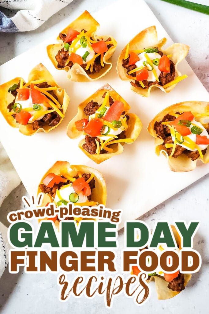 game day finger foods- Taco Wonton Cups