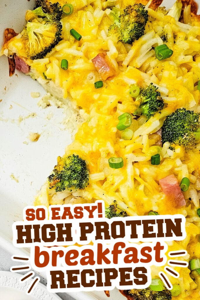 high protein breakfast -Cheesy Broccoli Breakfast Casserole copy