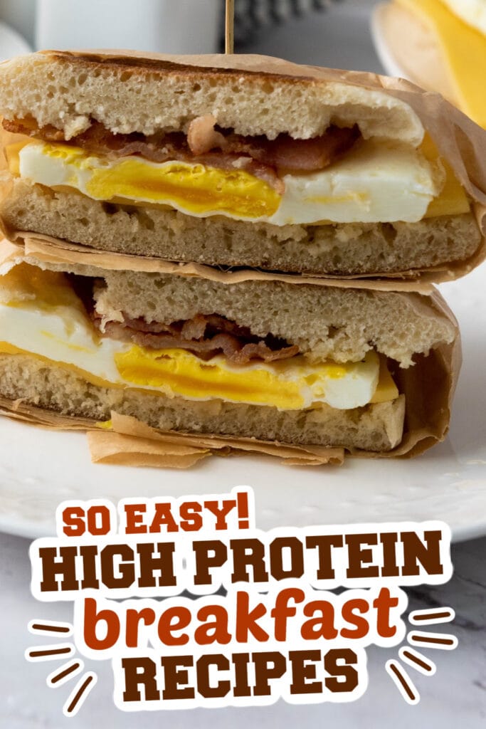 high protein breakfast - Freezer-Friendly Bacon and Sausage Breakfast Sandwiches copy