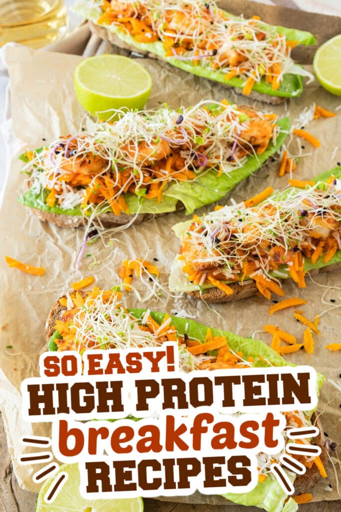 high protein breakfast - Open-Faced Healthy Shrimp Toast with Fresh Veggies copy