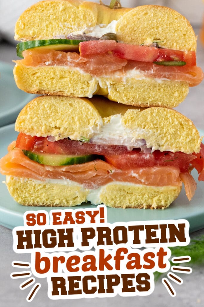 high protein breakfast -Smoked Salmon Bagel with Veggies copy