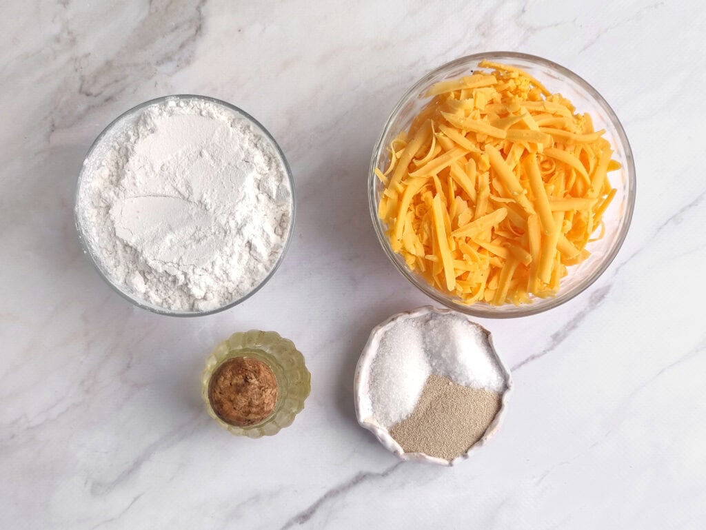 No-Knead Cheese Bread Process Ingredients