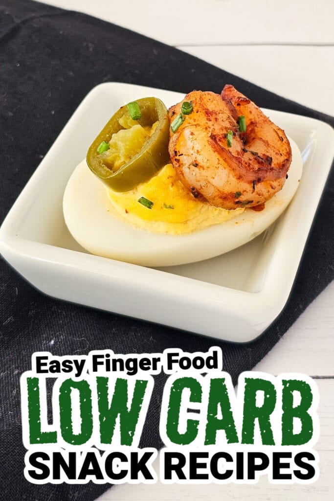 low carb finger foods -Cajun Deviled Eggs with Shrimp