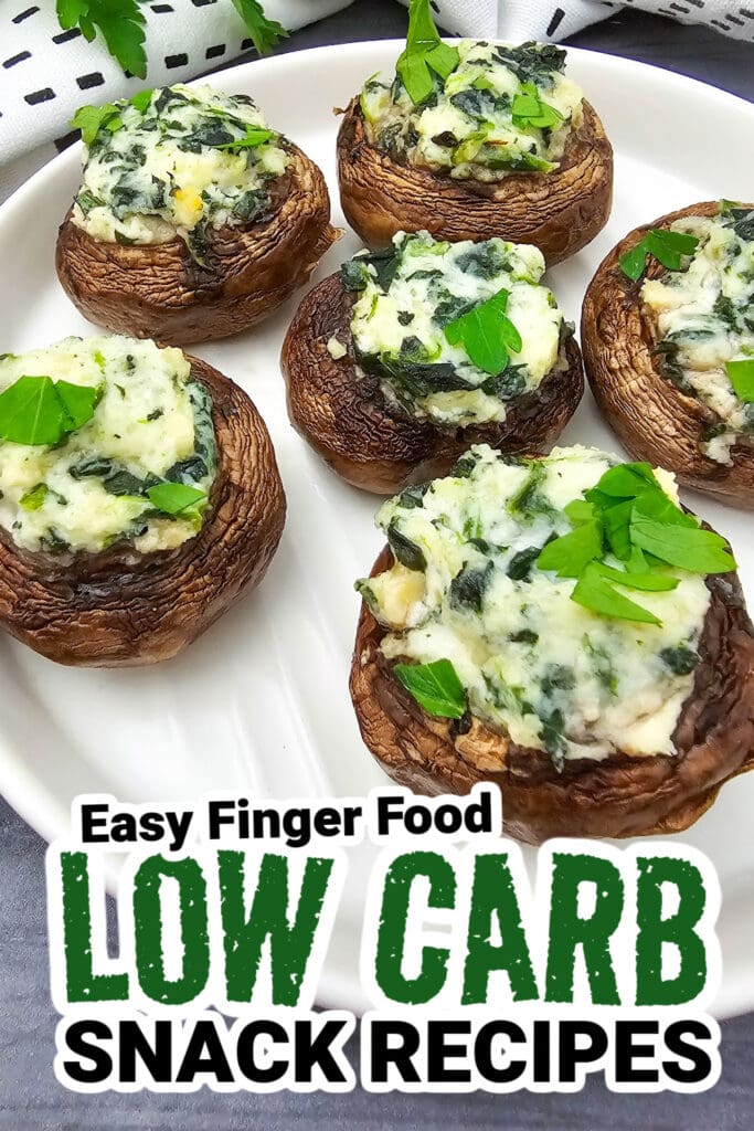 low carb finger foods-Creamy Spinach and Ricotta Stuffed Mushrooms
