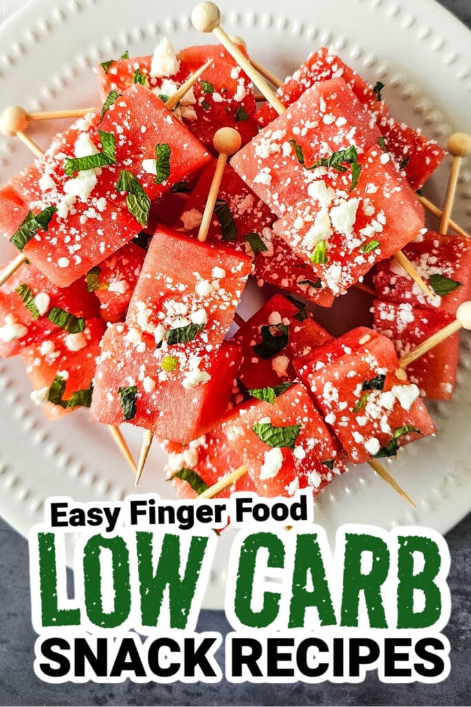 low carb finger foods -Watermelon Feta Skewers