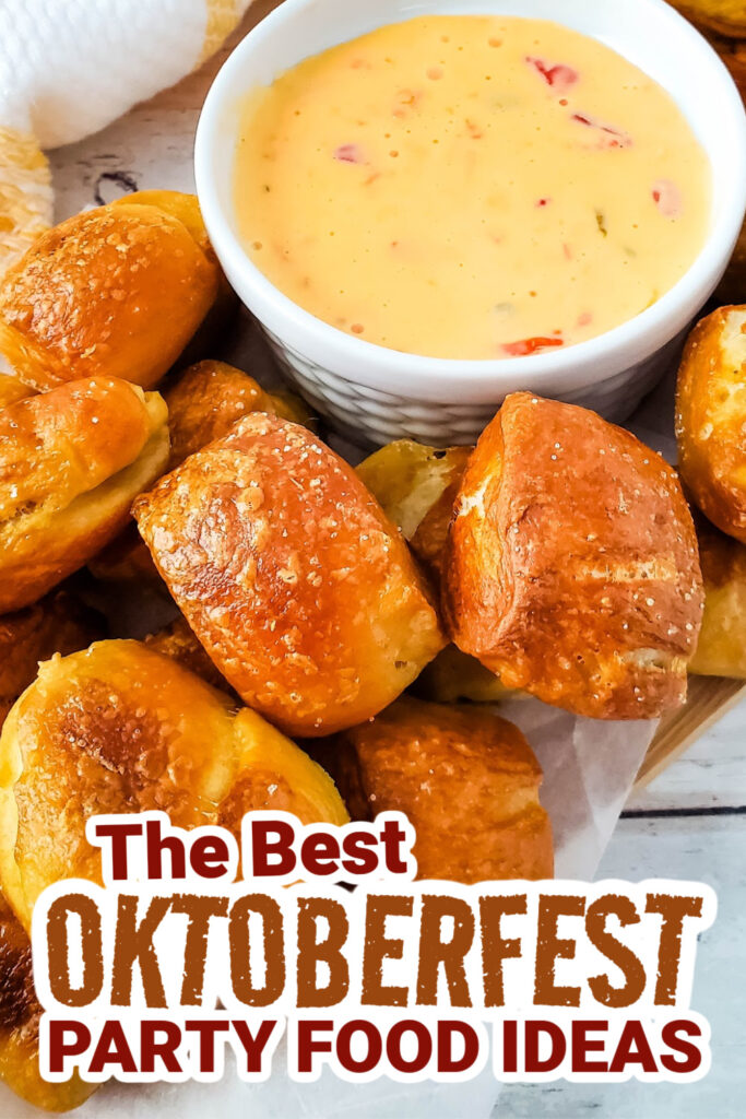 oktoberfest party foods - Soft Pretzel Bites with Cheesy Dip