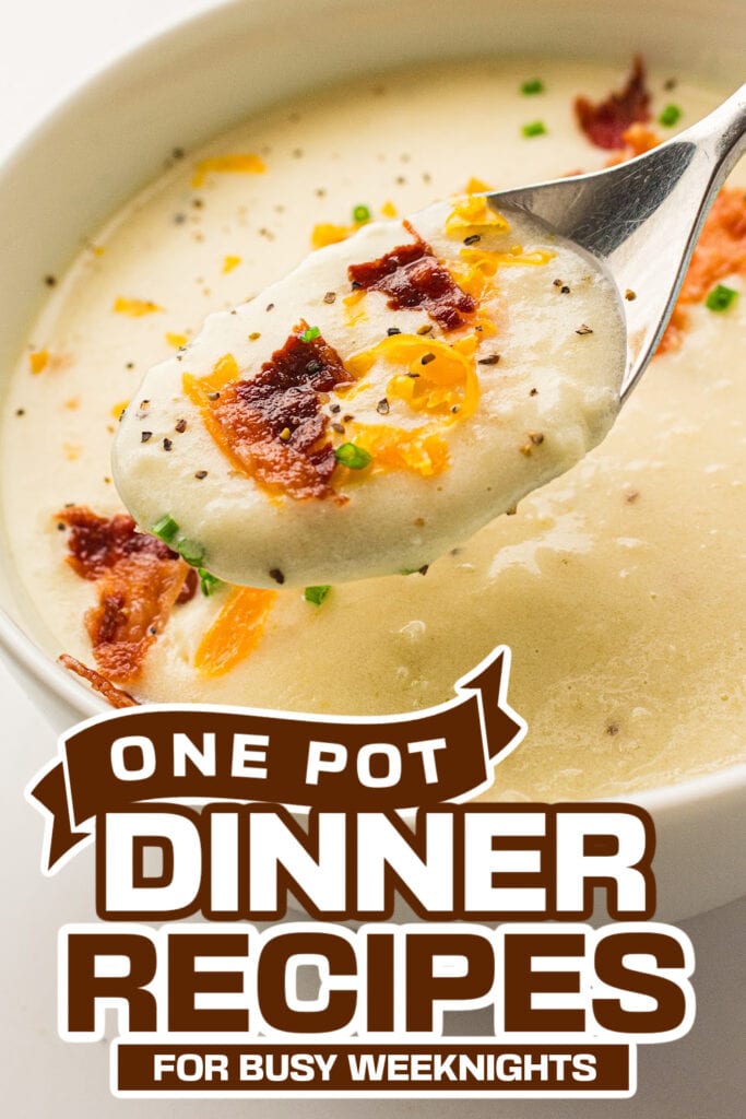 one pot dinner recipes - Creamy Chicken Stock Potato Soup Bowls copy