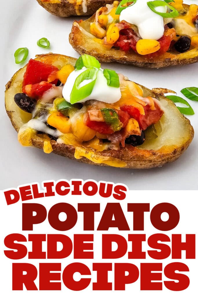 potato side dish ideas - Cheesy Southwest Potato Skins copy