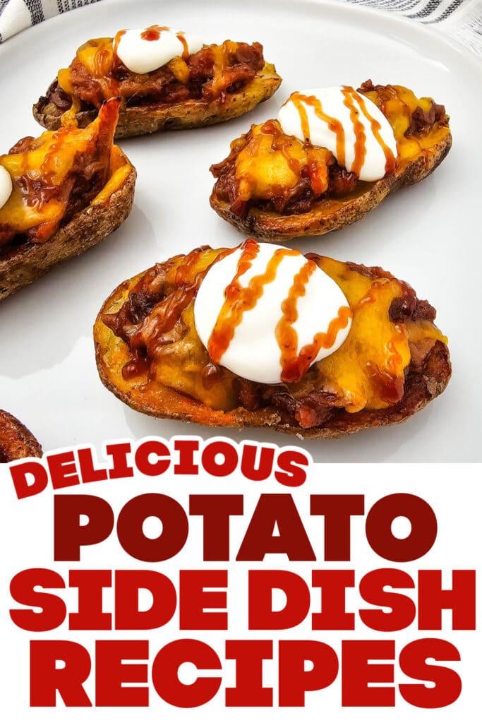 potato side dish ideas - Crispy Pulled Pork and Cheese Potato Skins copy
