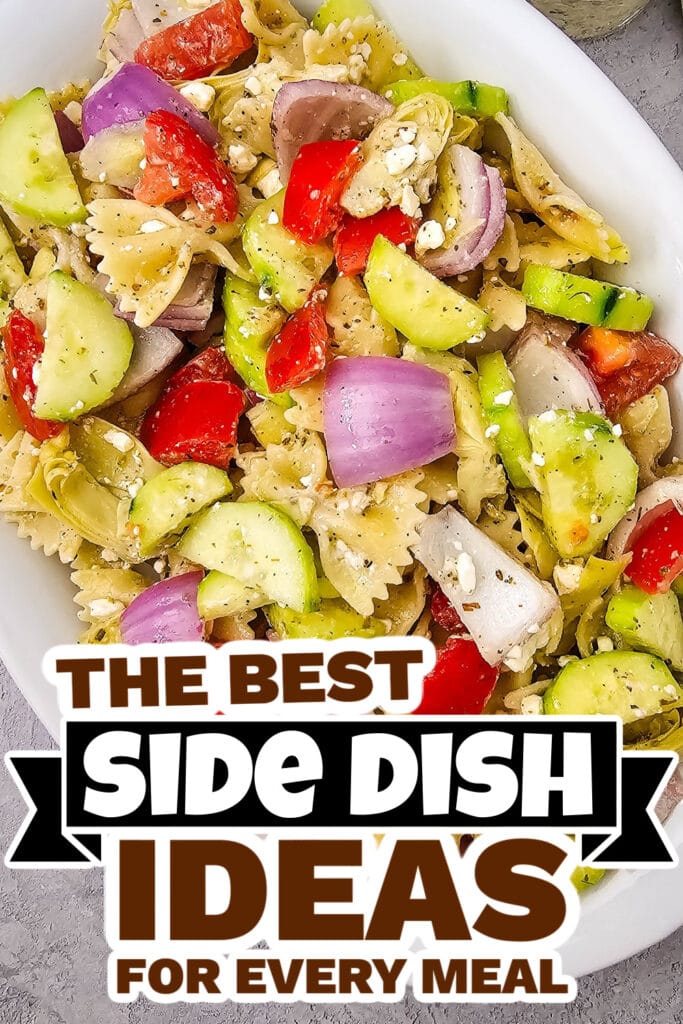 side dish ideas - Classic Greek Bow Tie Pasta Salad copy
