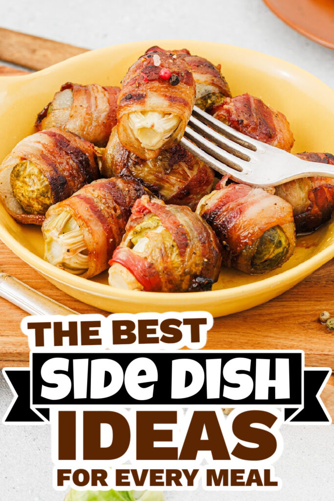 side dish ideas - Maple Glazed Bacon-Wrapped Brussels copy