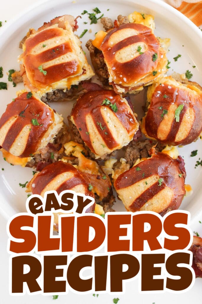 sliders recipes - Breakfast Sliders on Pretzel Buns