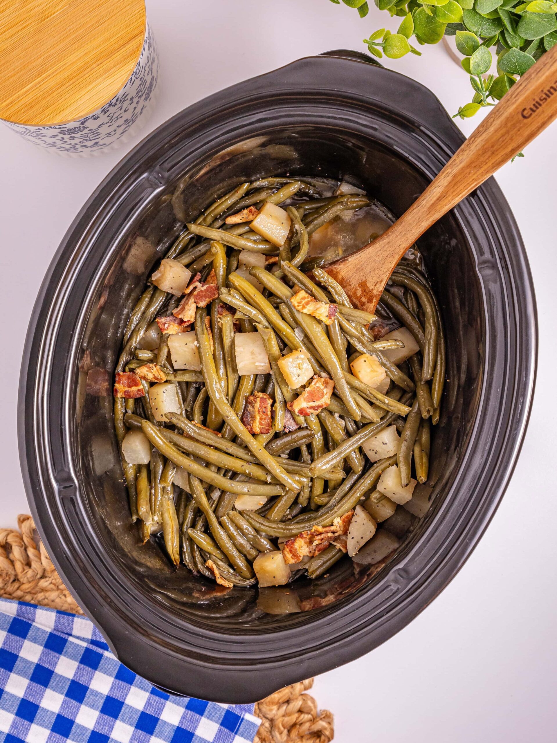 Slow Cooker Southern Green Beans Process Photo