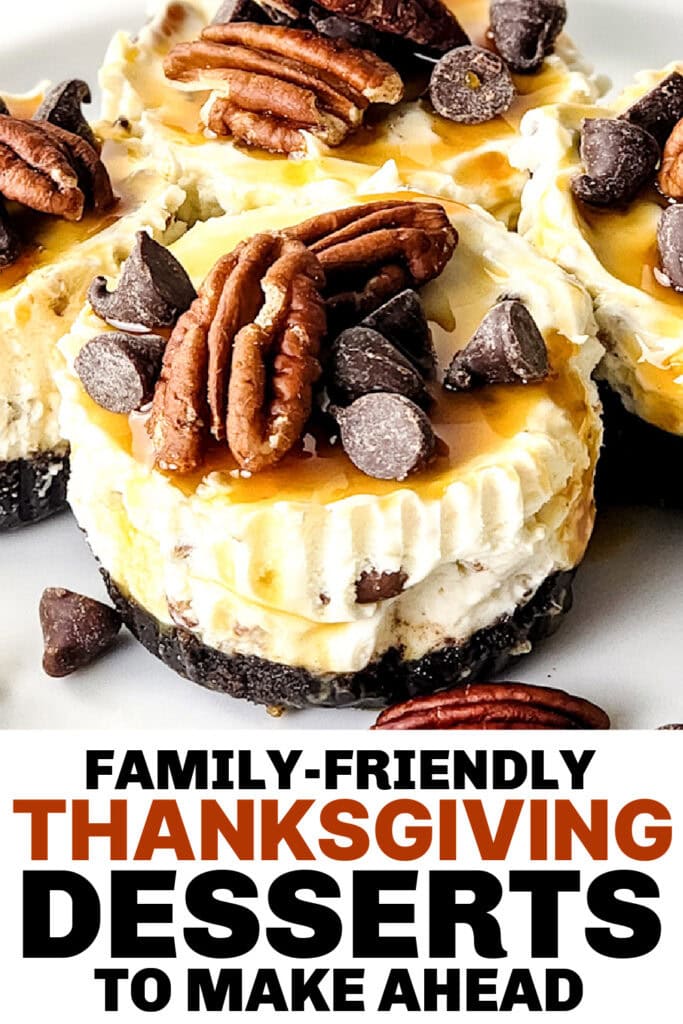 thanksgiving desserts - No-Bake Mini Turtle Cheesecakes copy
