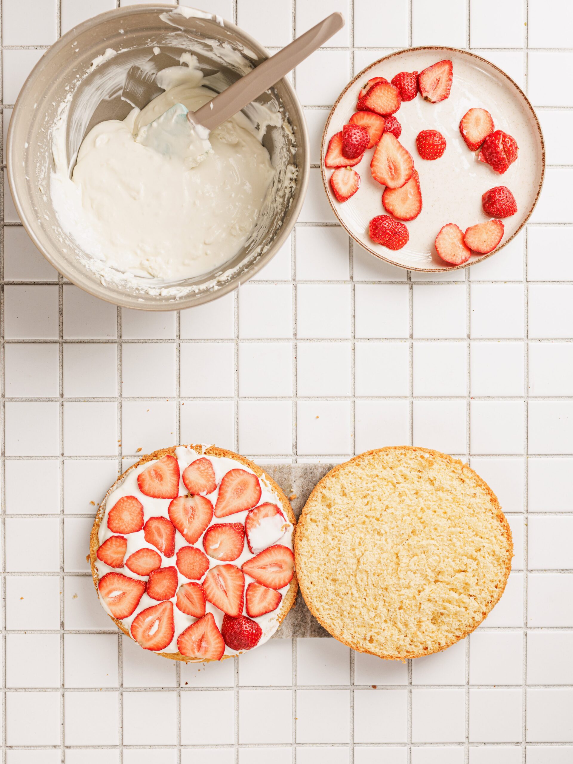 Strawberry Shortcake Layer Cake Process Photo