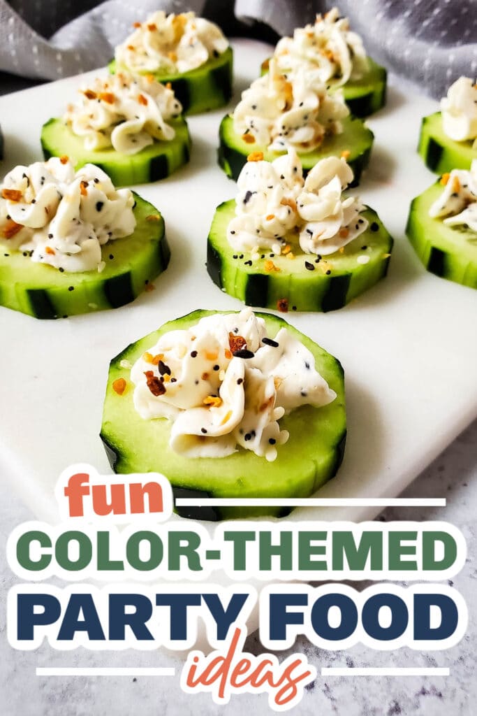 Color Party Food Ideas-Bagel Cucumber Bites