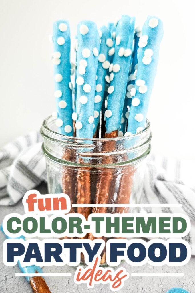 Color Party Food Ideas-Blue Candy Coated Pretzel Rods